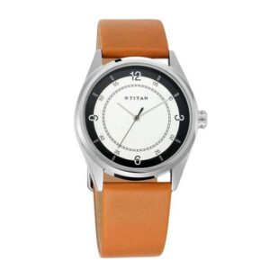 Titan-1729SL03-Mens-Watch-Classique-Collection-Analog-White-Dial-Brown-Leather-Band