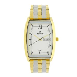 Titan-1737BM01-Mens-Watch-Karishma-Collection-Analog-White-Dial-Silver-Gold-Stainless-Band