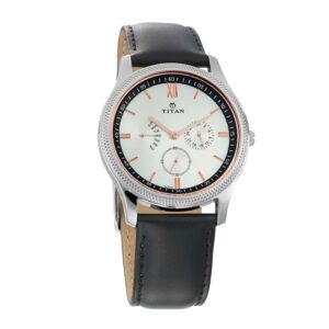 Titan-1768SL02-Mens-Watch-Classique-Collection-Analog-White-Dial-Black-Leather-Band