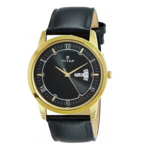 Titan-1774YL01-Mens-Watch-Karishma-Collection-Analog-Black-Dial-Black-Leather-Band