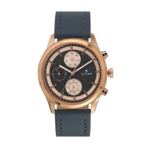 Titan-1805WL01-Mens-Watch-Classique-Collection-Analog-Rose-Gold-Black-Dial-Black-Leather-Band