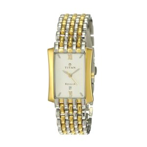 Titan-1927BM01-Mens-Watch-Regalia-Collection-Analog-White-Dial-Silver-Gold-Stainless-Band