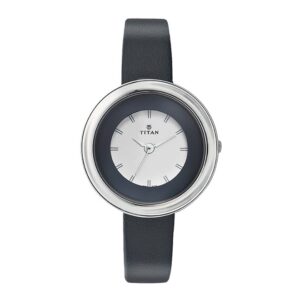 Titan-2482SL02-WoMens-Watch-Youth-Collection-Analog-Silver-Black-Dial-Black-Leather-Band