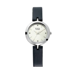 Titan-2540SL01-WoMens-Watch-Raga-Collection-Analog-Silver-Dial-Black-Leather-Band