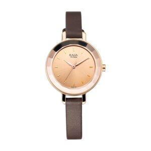 Titan-2575WL01-WoMens-Watch-Raga-Collection-Analog-Rose-Gold-Dial-Brown-Leather-Band