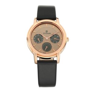 Titan-2595WL01-Womens-Watch-Karishma-Collection-Analog-Gold-Black-Dial-Black-Leather-Band