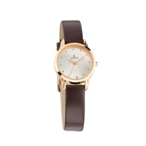 Titan-2628WL01-WoMens-Watch-Raga-Collection-Analog-Silver-Dial-Brown-Leather-Band