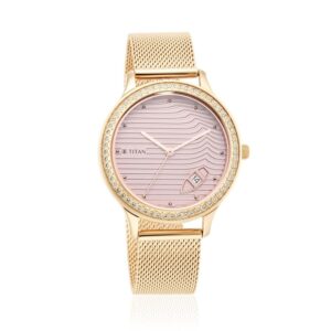 Titan-2634WM04-WoMens-Watch-Sparkle-Collection-Analog-Pink-Dial-Gold-Stainless-Band