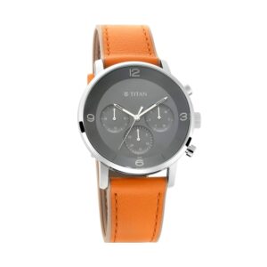 Titan-90119SP01-Mens-Watch-Octane-Collection-Analog-Black-Dial-Brown-Leather-Band