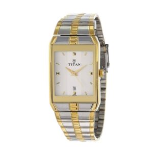 Titan-9151BM01-Mens-Watch-Karishma-Collection-Analog-White-Dial-Silver-Gold-Stainless-Band