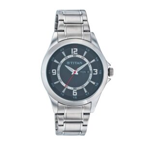 Titan-9323SM04-Mens-Watch-Octane-Collection-Analog-Black-Dial-Silver-Stainless-Band