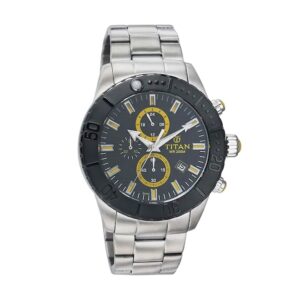 Titan-9379KM02-Mens-Watch-Octane-Collection-Analog-Black-Dial-Silver-Stainless-Band