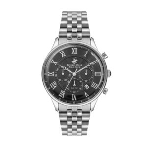 Beverly-Hills-Polo-Club-BP3237X-350-Gents-Watch-Spencer-Dual-Time-Silver-Stainless-Steel-Strap-Black-Dial