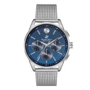 Beverly-Hills-Polo-Club-BP3263X-390-Gents-Watch-Julian-Multifunction-Silver-Mesh-Band-Dark-Blue-Dial