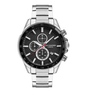 Lee-Cooper-LC07340-350-Mens-Watch-Analog-Black-Dial-Silver-Stainless-Band