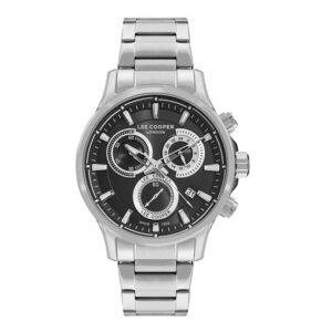 Lee-Cooper-LC07360-350-Mens-Watch-Analog-Black-Dial-Silver-Stainless-Band