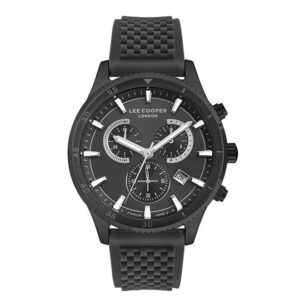 Lee-Cooper-LC07373-661-Mens-Watch-Analog-Black-Dial-Black-Silicone-Band