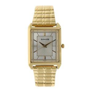 Sonata-7007YM12-Mens-Silver-Dial-Golden-Metal-Strap-Watch