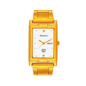 Sonata-7041YM01-Mens-White-Dial-Golden-Stainless-Steel-Strap-Watch