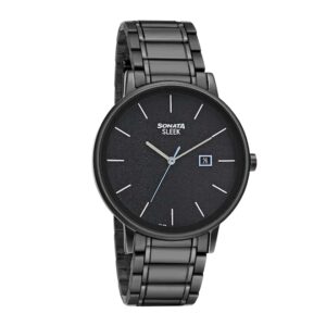 Sonata-7131NM02-Mens-Black-Dial-Black-Stainless-Strap-Watch