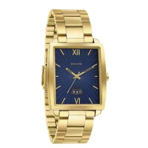 Sonata-7143YM01-Mens-Analog-Blue-Dial-Gold-Stainless-Steel-Strap-Watch