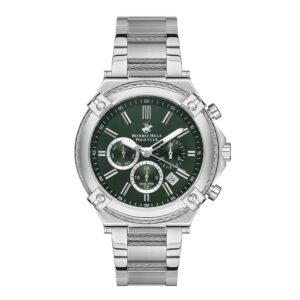 Beverly-Hills-Polo-Club-BP3319X-370-Men-s-Watch-Green-Dial-Silver-Stainless-Steel-Band