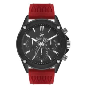 Beverly-Hills-Polo-Club-BP3324X-654-Men-s-Watch-Black-Dial-Red-Silicone-Band