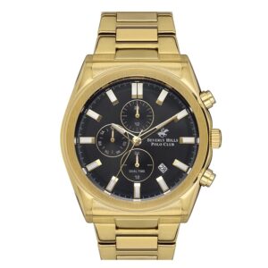 Beverly-Hills-Polo-Club-BP3344X-150-Men-s-Watch-Black-Dial-Gold-Stainless-Steel-Band