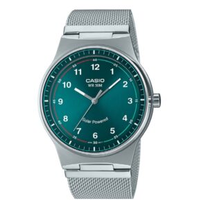 Casio-Solar-powered-Analog-Men-s-Watch-Green-Dial-Silver-Stainless-Steel-Band-MTP-RS105M-3BVDF