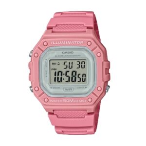 Casio-W-218HC-4AVDF-Unisex-Watch-Digital-Silver-Dial-Pink-Resin-Band