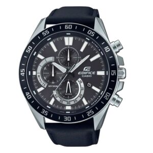 Edifice-EFV-620L-1AVUDF-Mens-Chronographic-Watch-Analog-Black-Dial-Black-Leather-Strap