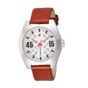 Fastrack-3110SL01-Mens-Analog-Watch-Checkmate-Silver-Dial-Brown-Leather-Band