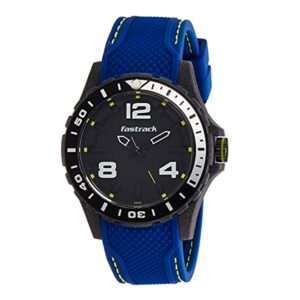 Fastrack-38036PP02-Mens-Analog-Watch-Black-Dial-Blue-Silicone-Band