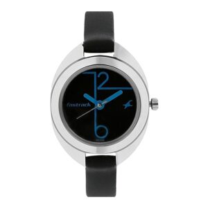 Fastrack-6125SL01-Womens-Analog-Watch-Black-Dial-Black-Leather-Band