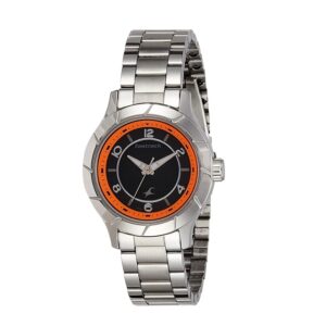 Fastrack-6139SM01-Womens-Analog-Watch-Black-Dial-Silver-Stainless-Steel-Band