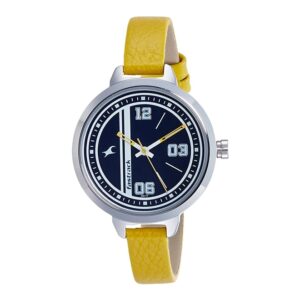 Fastrack-6174SL01-Womens-Analog-Watch-Blue-Dial-Yellow-Leather-Band