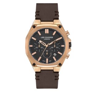 Lee-Cooper-LC07318-452-Men-s-Analog-Black-Dial-Dark-Brown-Leather-Watch