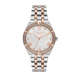 Lee-Cooper-LC07382-530-WoMens-Analog-Watch-White-Dial-Silver-Rose-Gold-Metal-Band