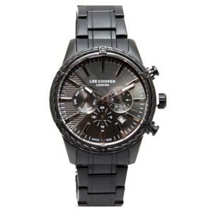 Lee-Cooper-LC07384-660-Mens-Analog-Watch-Gun-Dial-Black-Metal-Band