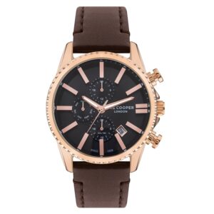 Lee-Cooper-LC07398-452-Men-s-Multi-Function-Black-Dial-Brown-Leather-Watch