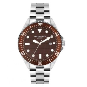 Lee-Cooper-LC07541-340-Multi-Function-Men-s-Watch-Brown-Dial-Silver-Stainless-Steel-Band