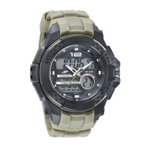 Sonata-77027PP06-Mens-Black-Dial-Green-Rubber-Strap-Watch-Analog-Digital-Display