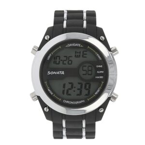 Sonata-77034PP01-Mens-Black-Dial-Black-Plastic-Strap-Watch-Digital-Display