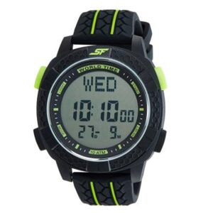 Sonata-77058PP02-Mens-Grey-Dial-Black-Green-Plastic-Strap-Watch-Digital-Display