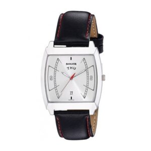 Sonata-77064SL01-Mens-Silver-Dial-Black-Leather-Strap-Watch