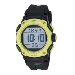 Sonata-77073PP05-Mens-Grey-Dial-Black-Plastic-Strap-Watch-Yellow-Case-Digital-Display