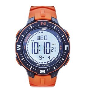 Sonata-77095PP02-Mens-Vertex-From-SF-Black-Dial-Orange-Rubber-Strap-Watch-Digital-Display