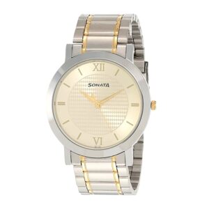 Sonata-77108BM01-Mens-Champagne-Dial-Silver-Gold-Stainless-Steel-Watch