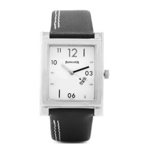 Sonata-7925SL07-Mens-White-Dial-Brown-Leather-Strap-Watch