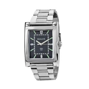Sonata-7925SM02-Mens-Black-Dial-Silver-Stainless-Steel-Strap-Watch
